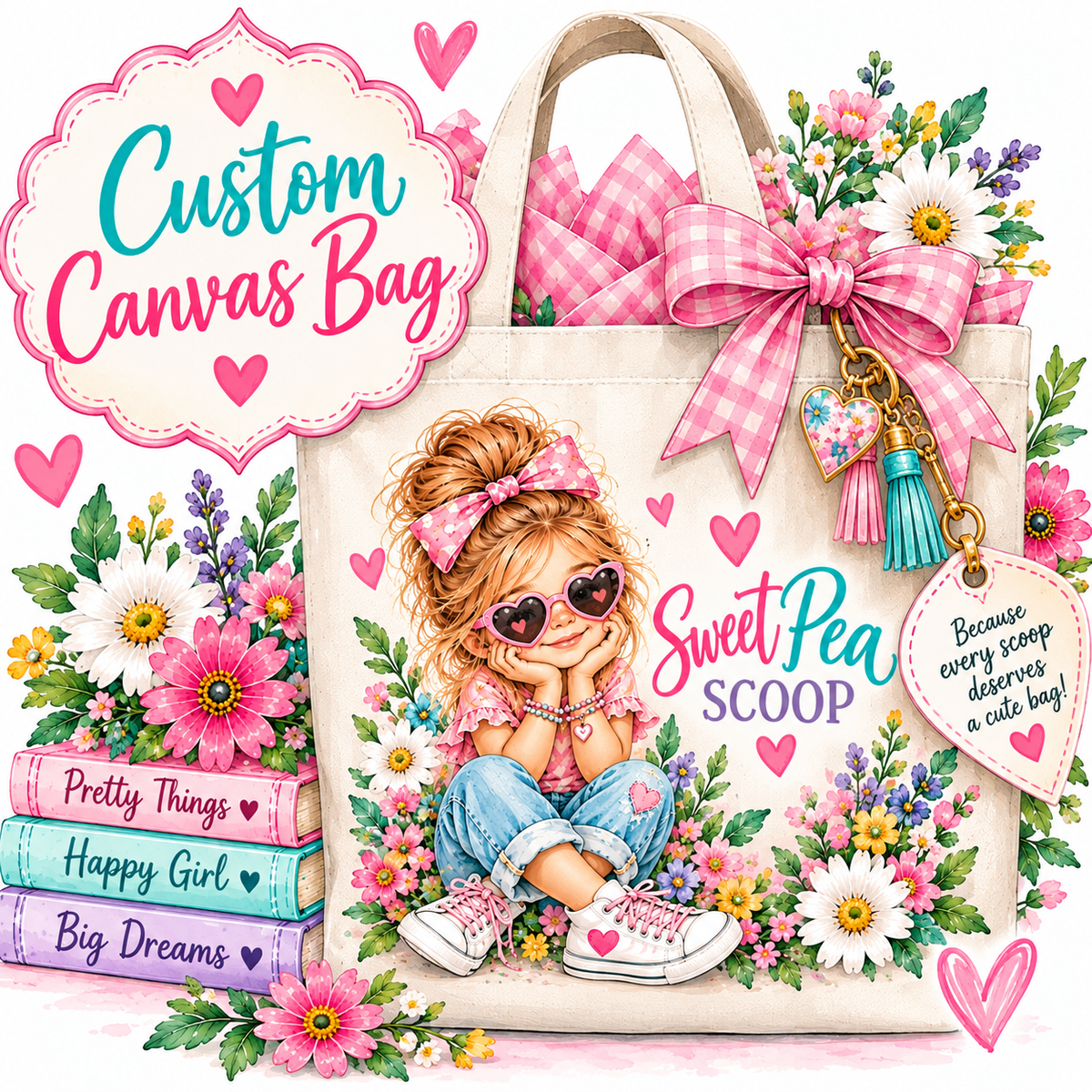 The Sweet Pea Custom Canvas Bag - Add On